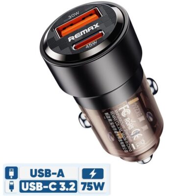 شارژر فندکی 75 وات دو پورت ریمکس مدل RCC 360